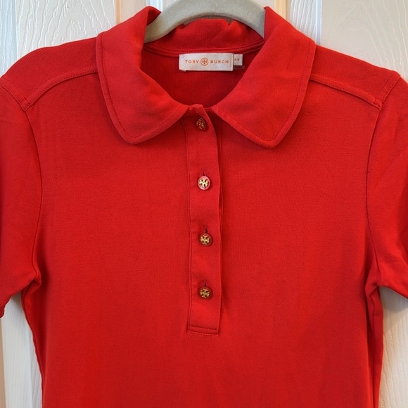 Tory Burch women’s Polo sleeve coral orange Cotton small - Picture 2 of 10